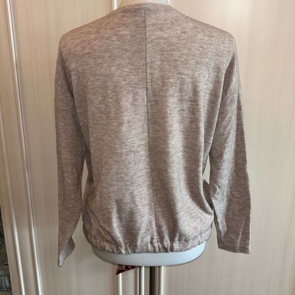 ZARA basic silk scarf tie beige/taupe sweater Sz M neutral - Picture 5 of 11